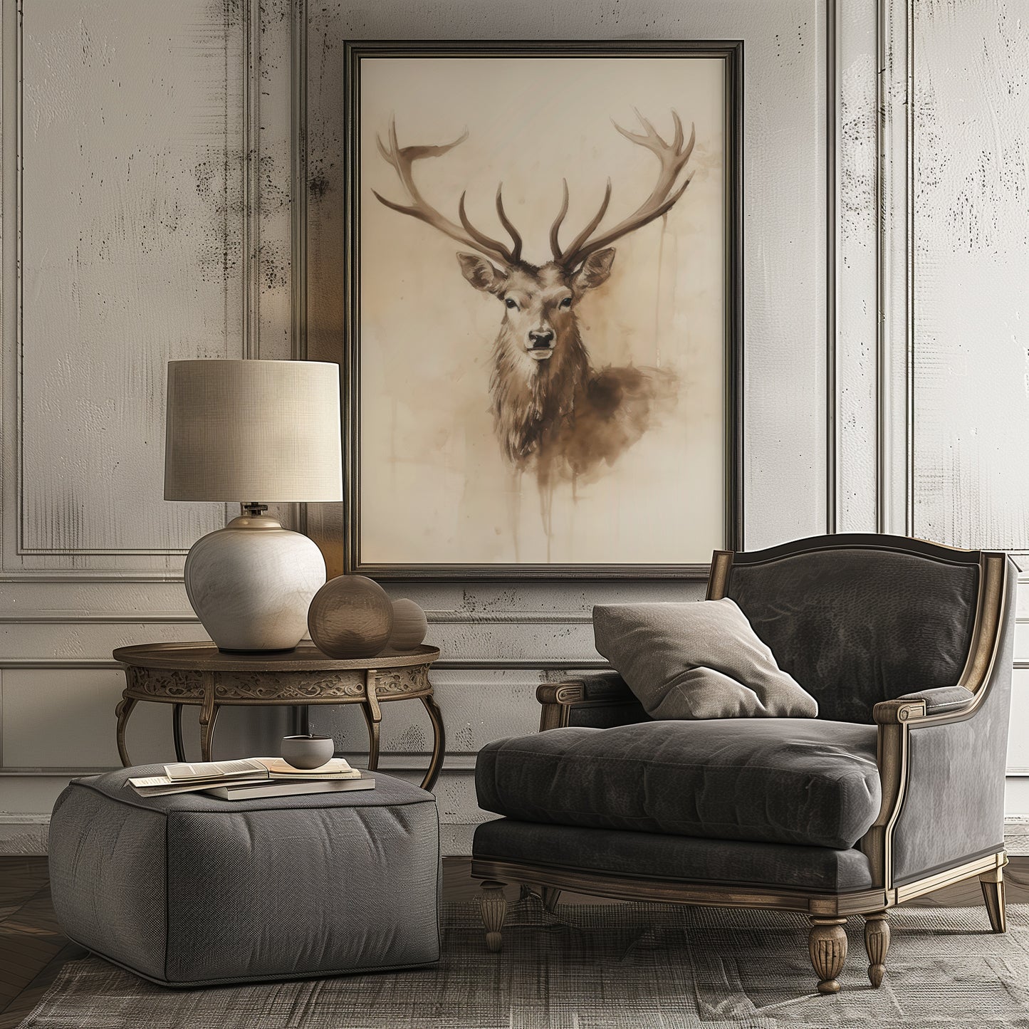 Deer Bust Watercolor Style Portrait Matte Vertical Poster Art Print