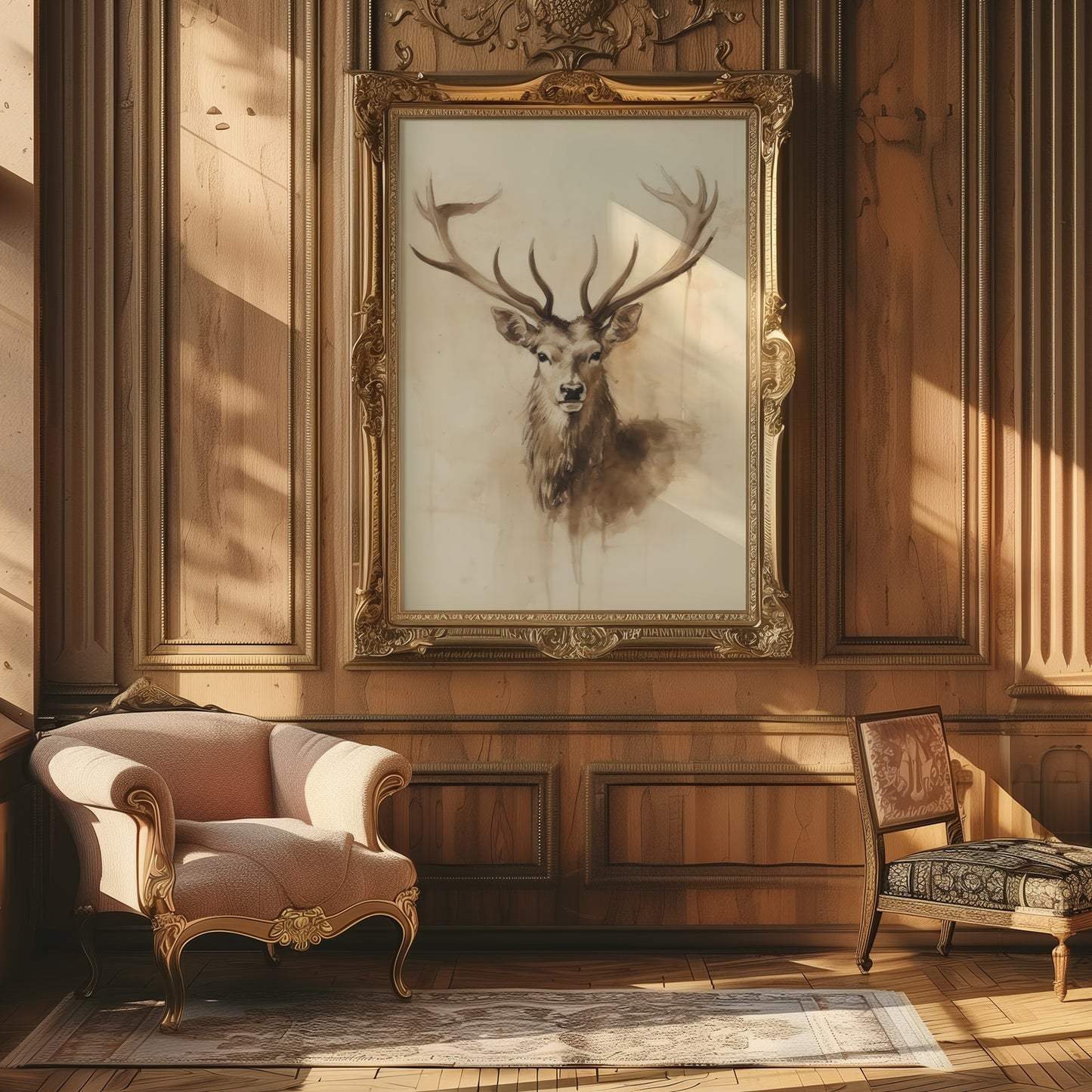 Deer Bust Watercolor Style Portrait Matte Vertical Poster Art Print