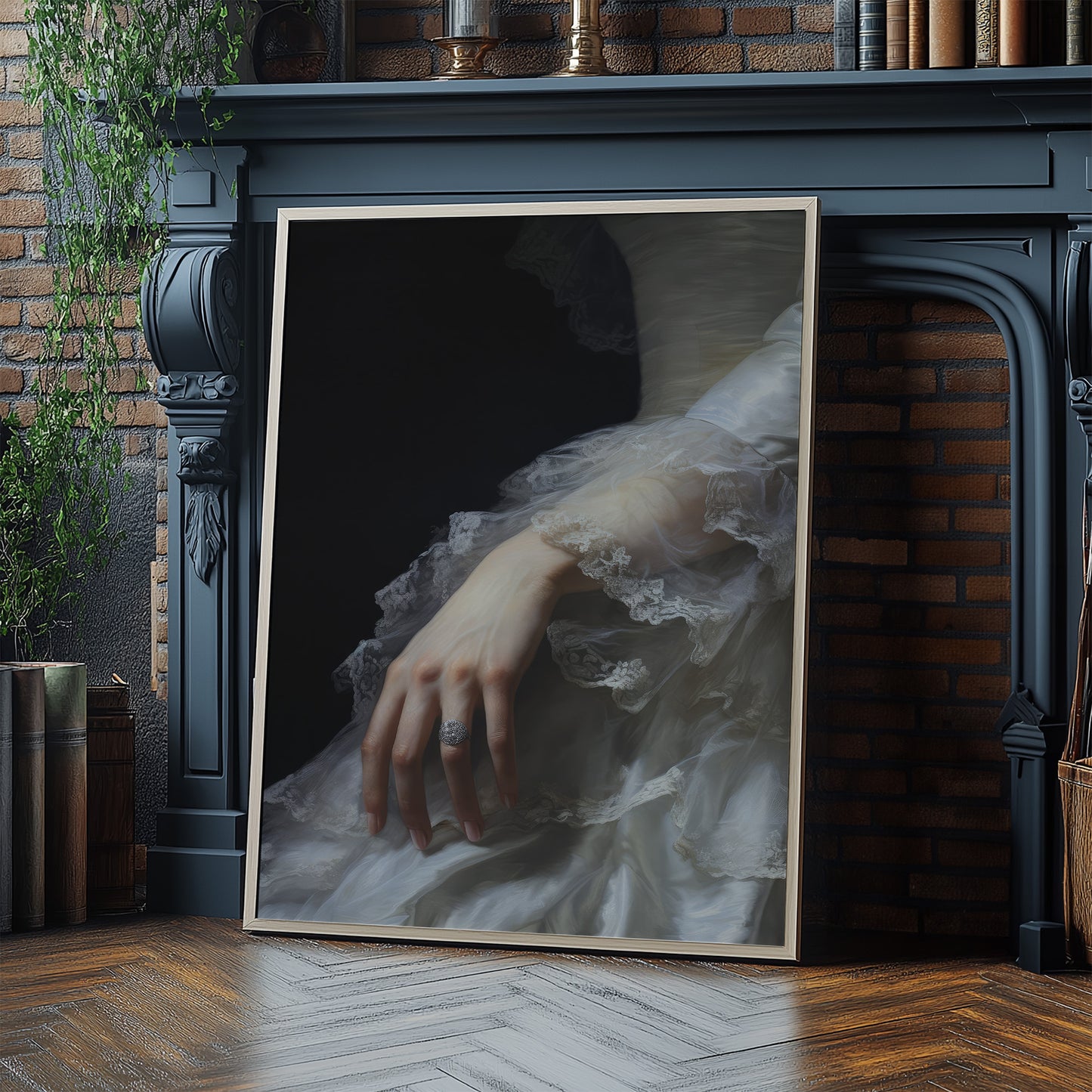 Victorian Hand in White Lace Vintage Matte Vertical Poster Art Print