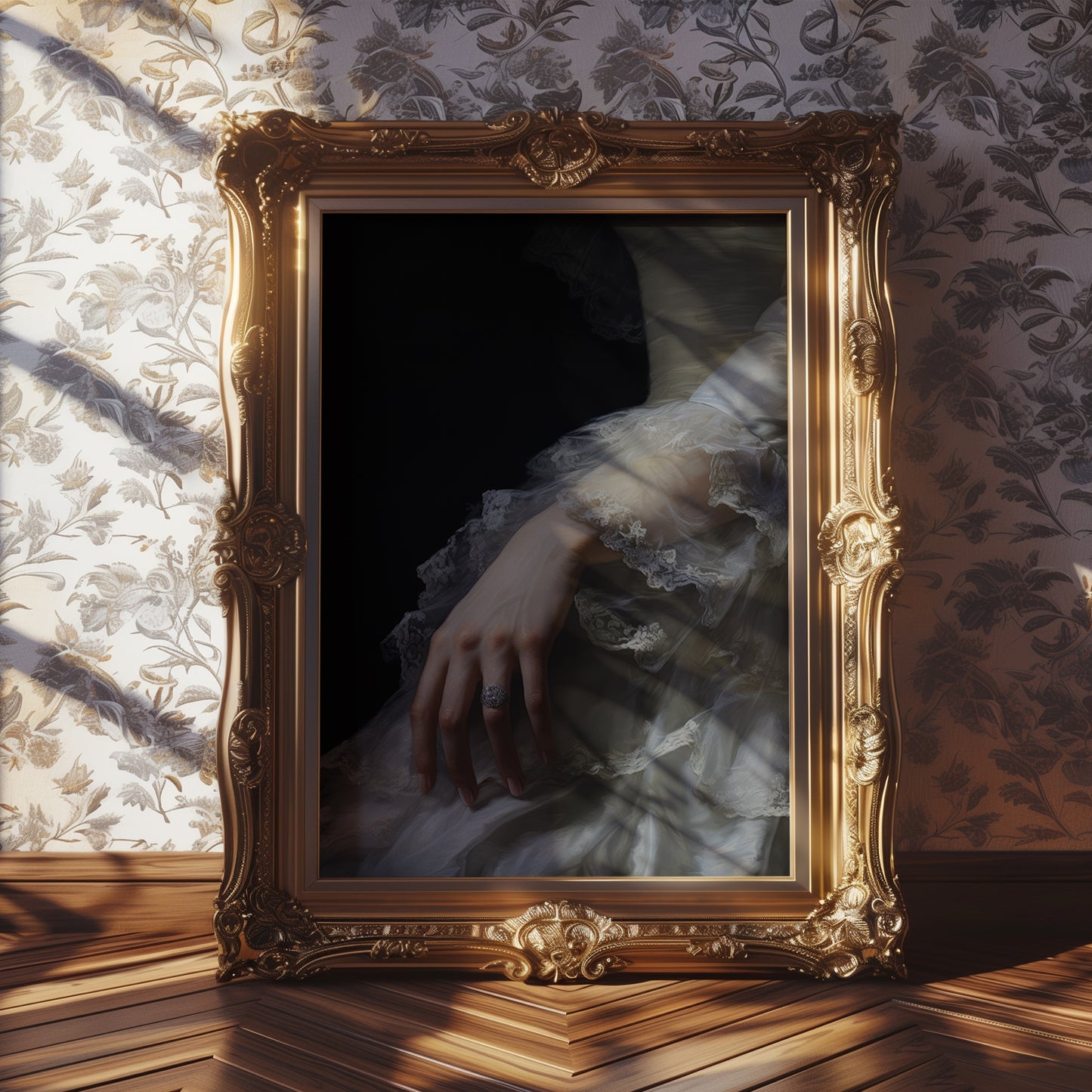 Victorian Hand in White Lace Vintage Matte Vertical Poster Art Print