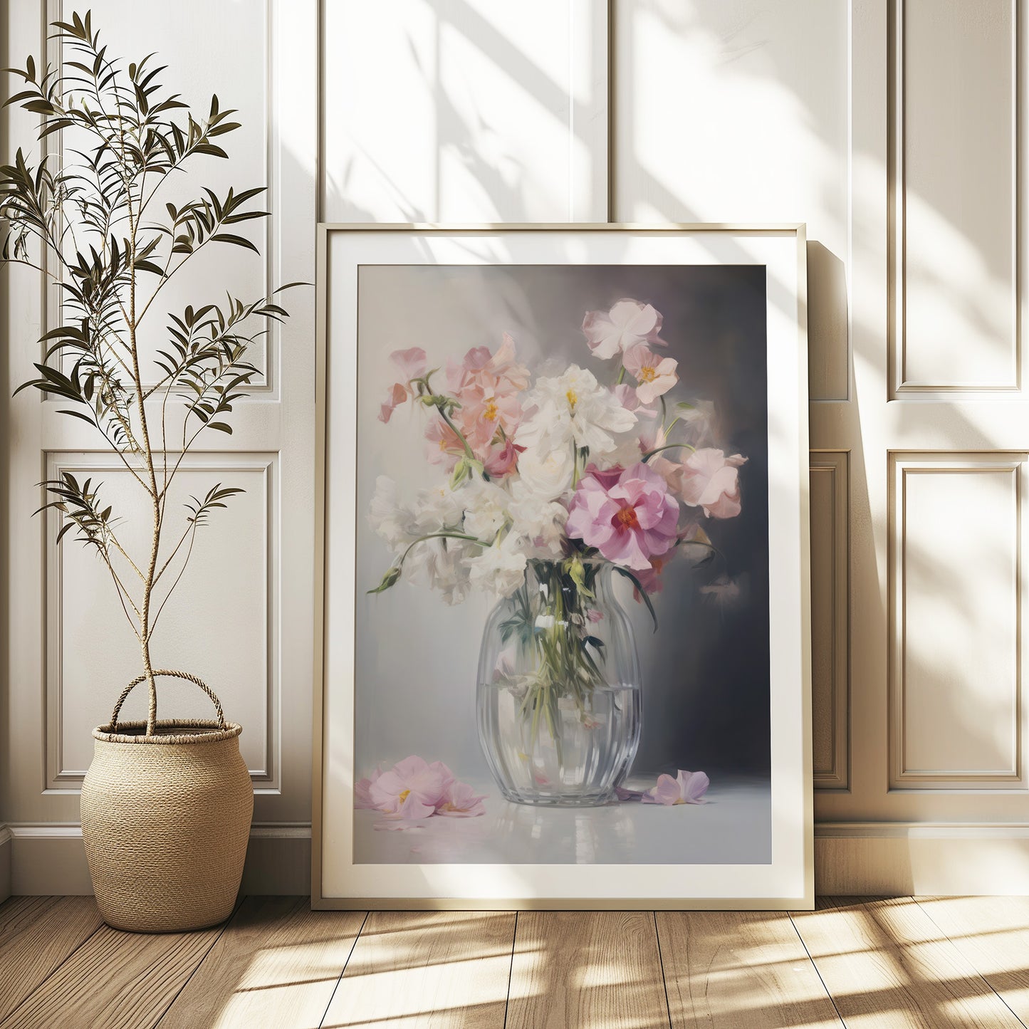 Spring Florals in a Vase Painting Style Matte Vertical Poster Art Print