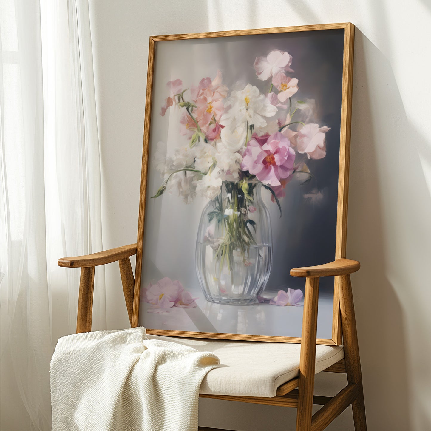 Spring Florals in a Vase Painting Style Matte Vertical Poster Art Print