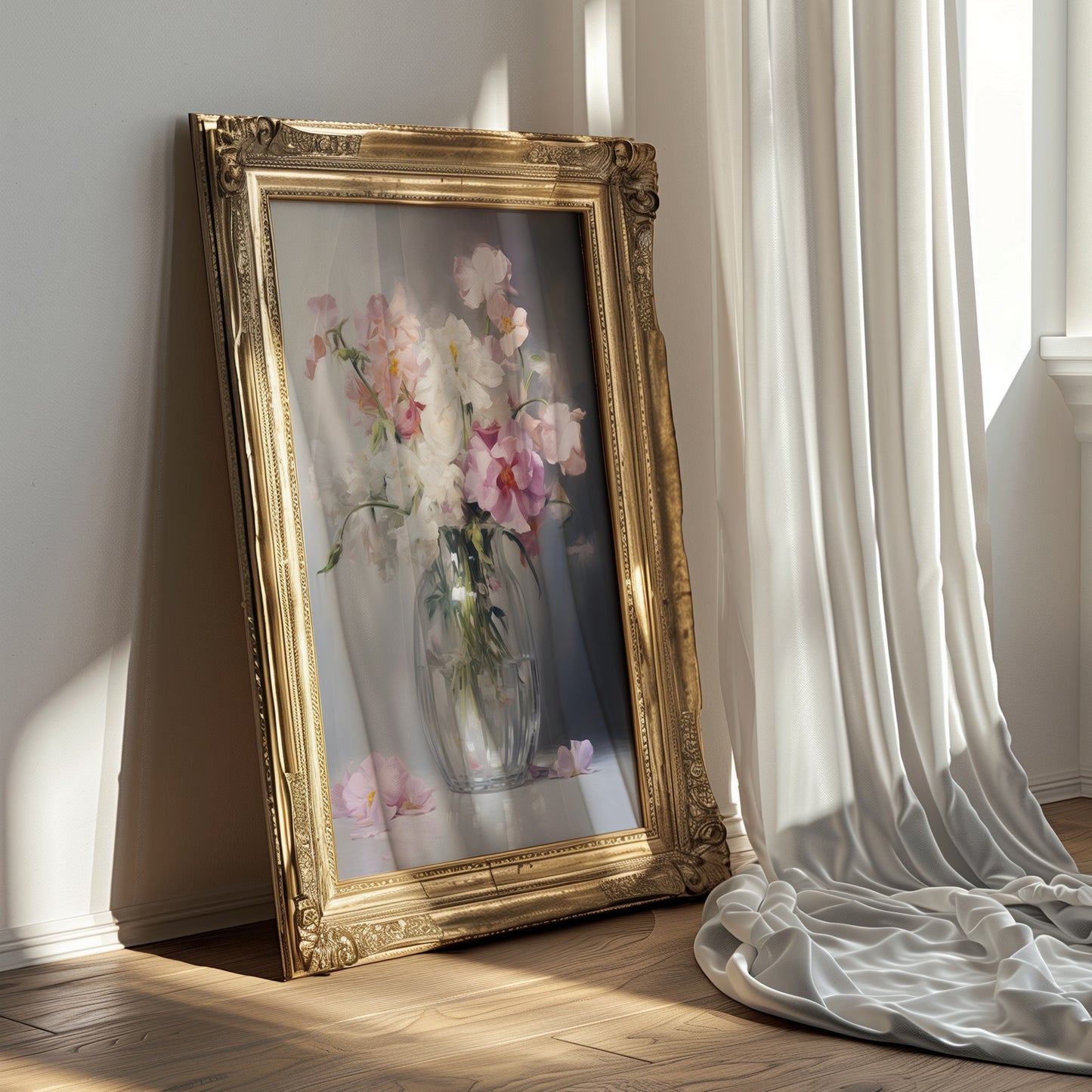 Spring Florals in a Vase Painting Style Matte Vertical Poster Art Print
