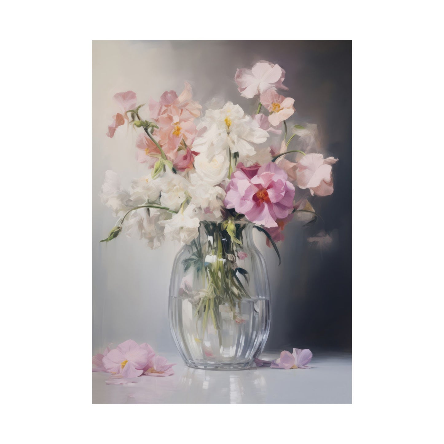 Spring Florals in a Vase Painting Style Matte Vertical Poster Art Print