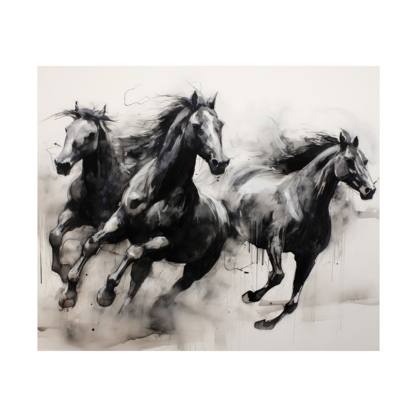Wild Horses Running Free Matte Horizontal Poster Art Print