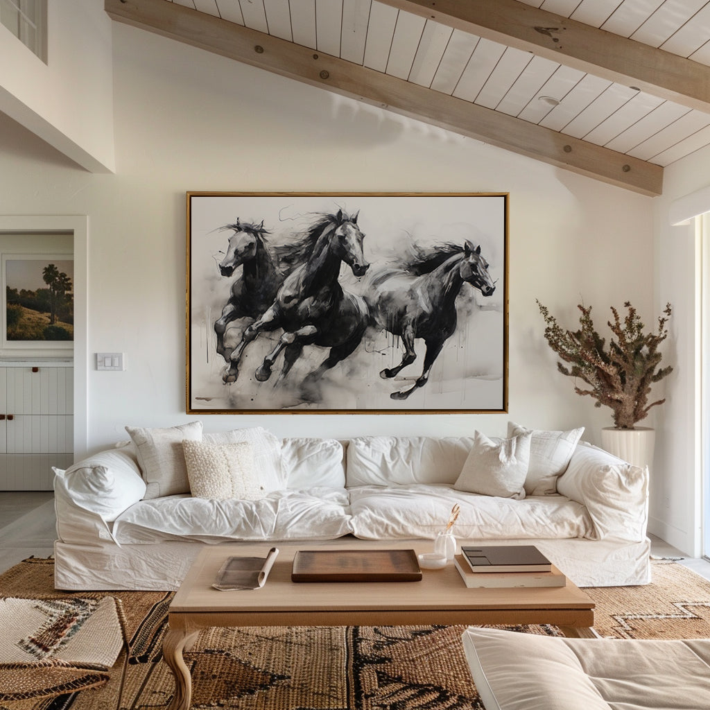 Wild Horses Running Free Matte Horizontal Poster Art Print