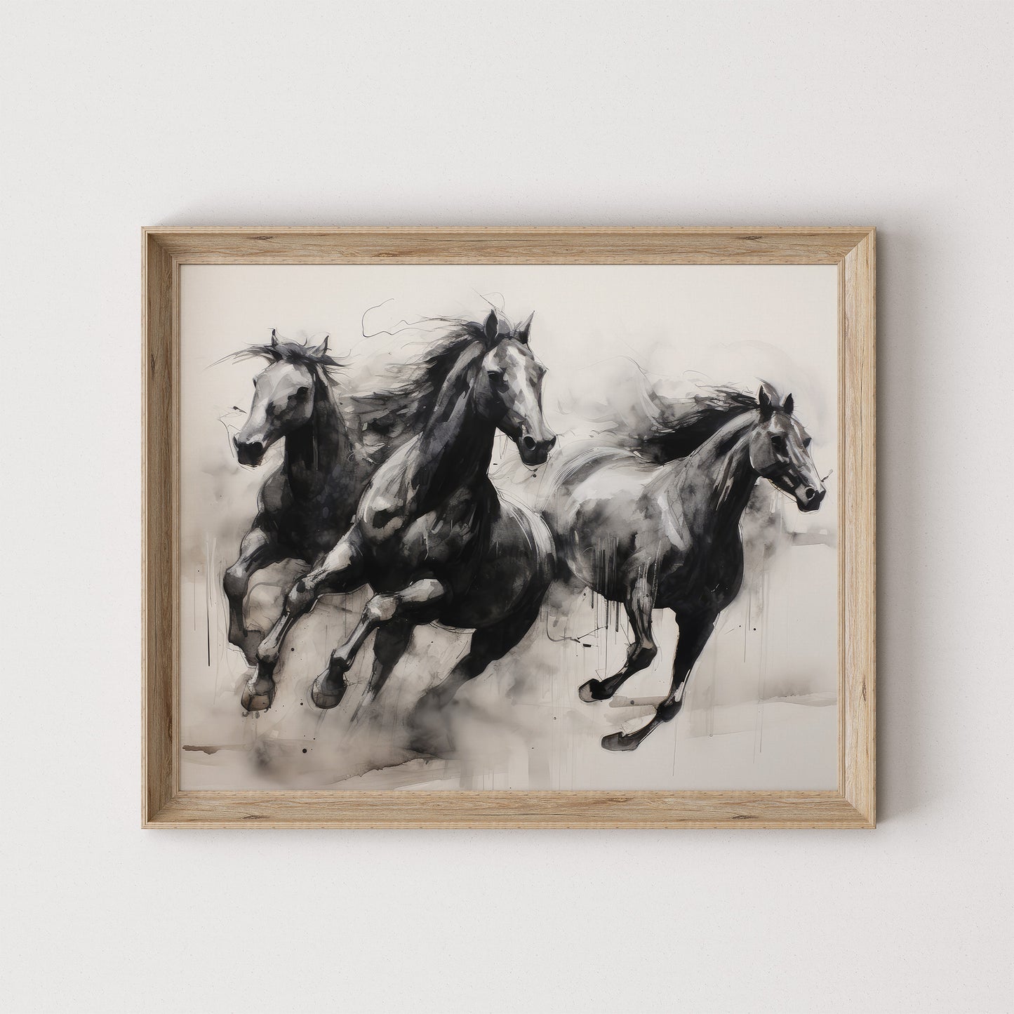 Wild Horses Running Free Matte Horizontal Poster Art Print