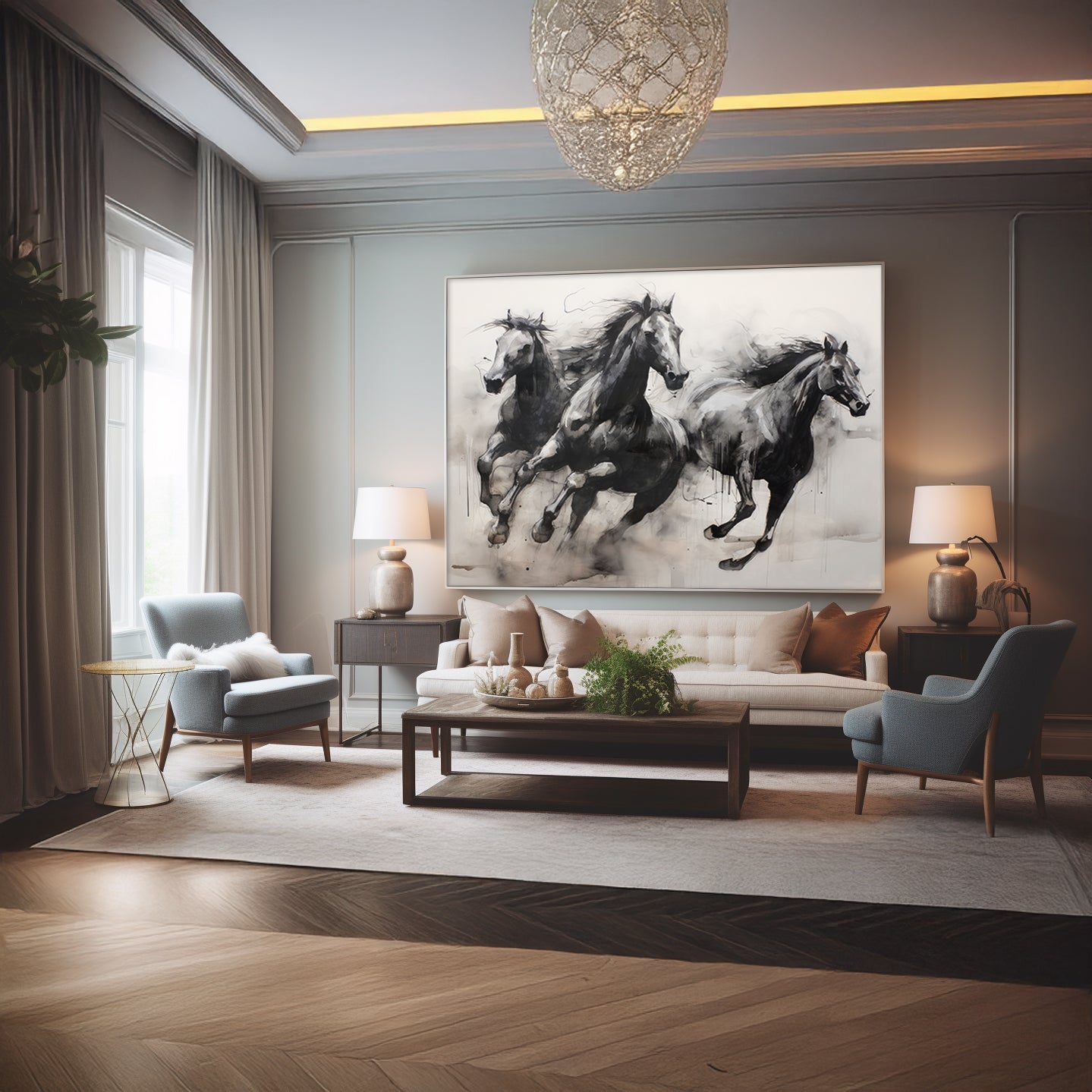 Wild Horses Running Free Matte Horizontal Poster Art Print