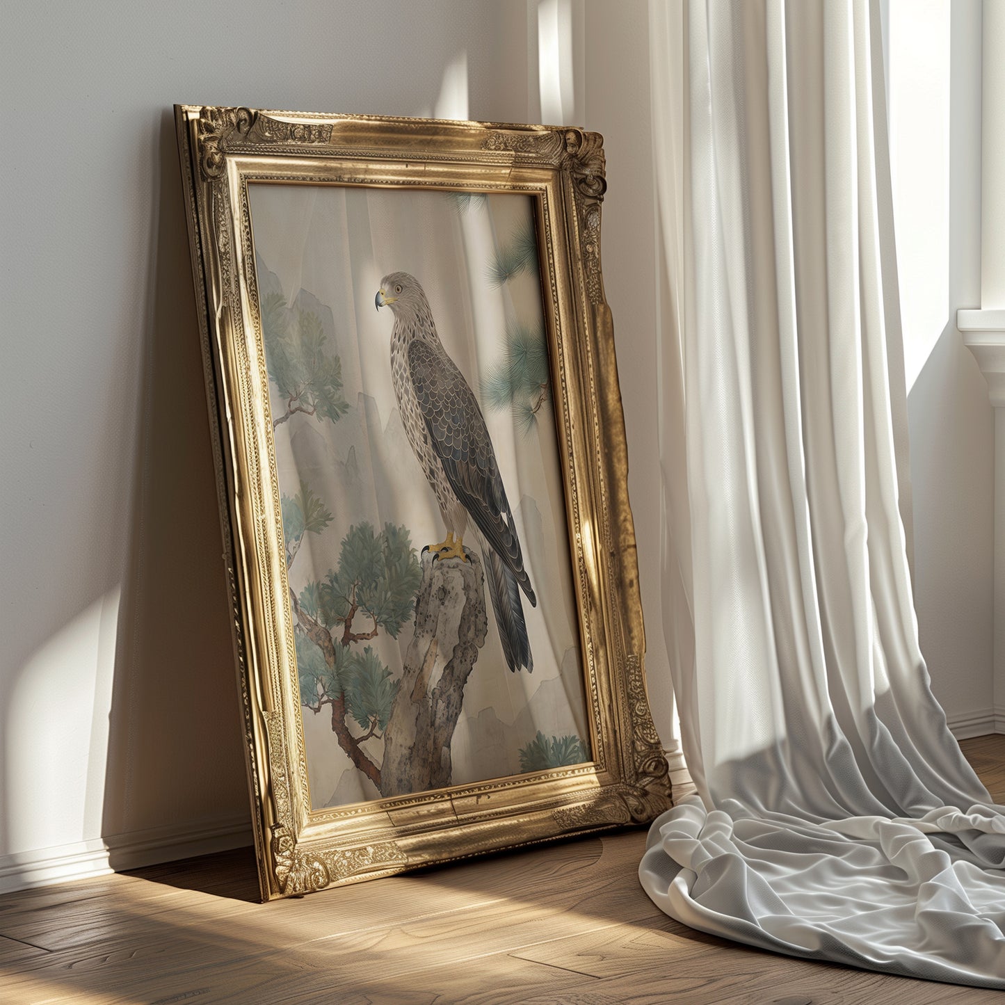 Vintage Falcon on a Tree Brand Matte Vertical Poster Art Print