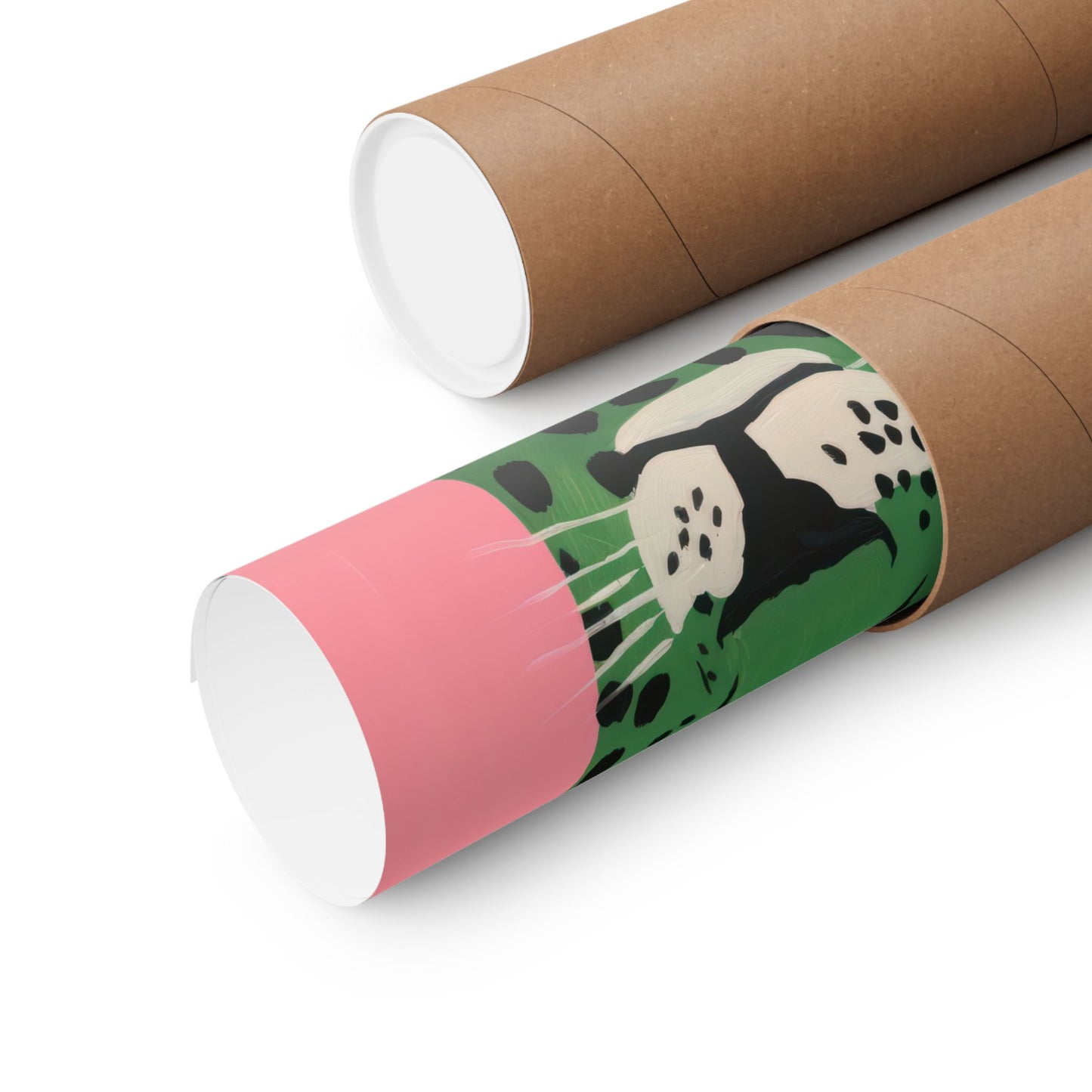 Green Cheetah Portrait with Pink Background Matte Vertical Poster Art Print