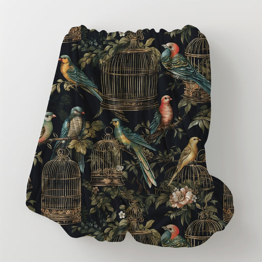 Colorful Birds in Gilded Cages Velveteen Plush Throw Blanket