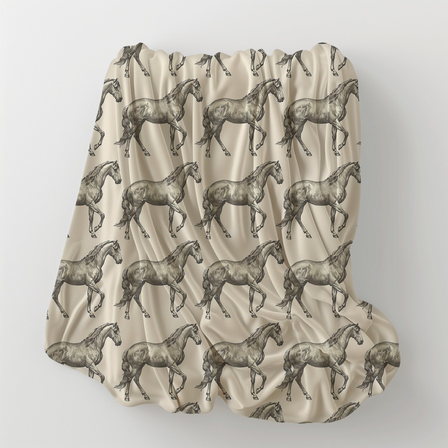 Rustic Horse Equestrian Print Velveteen Plush Throw Blanket