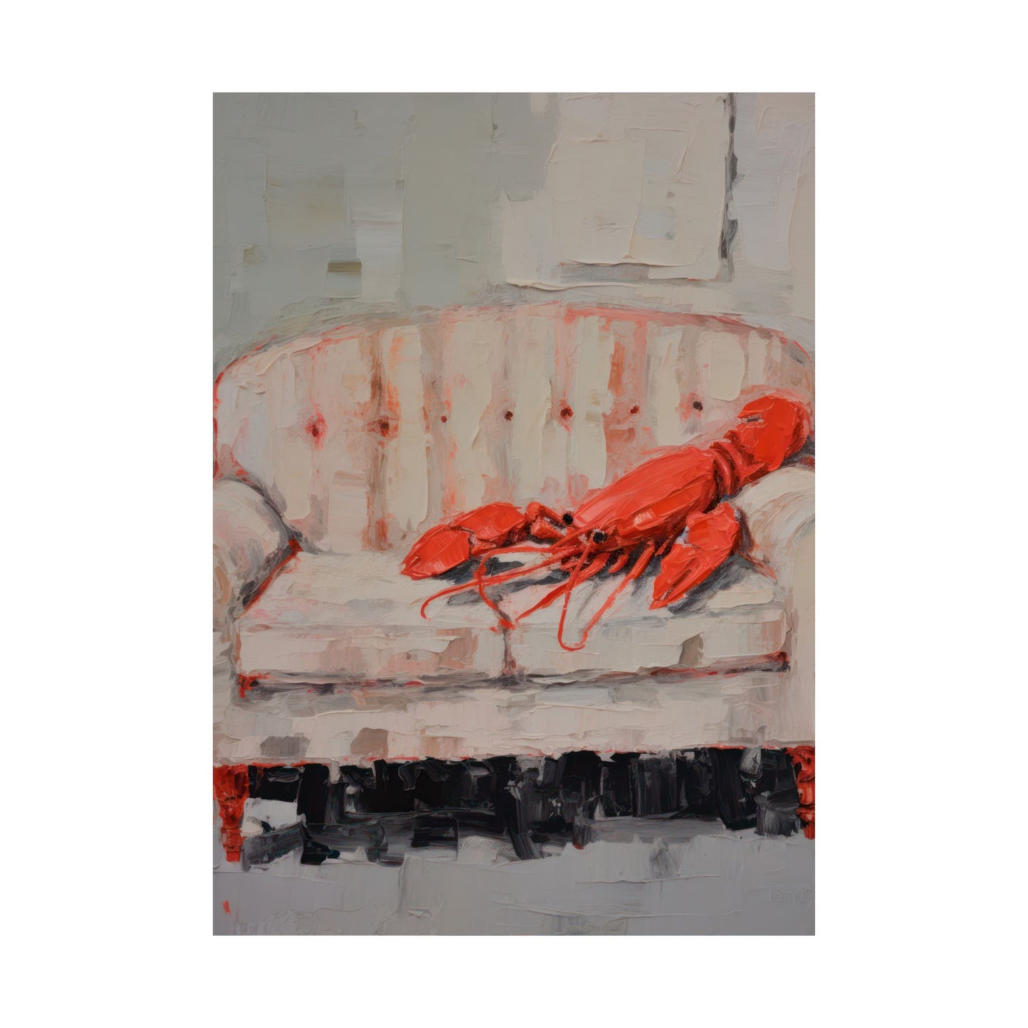 Lobster on the Sofa Matte Vertical Poster Art Print