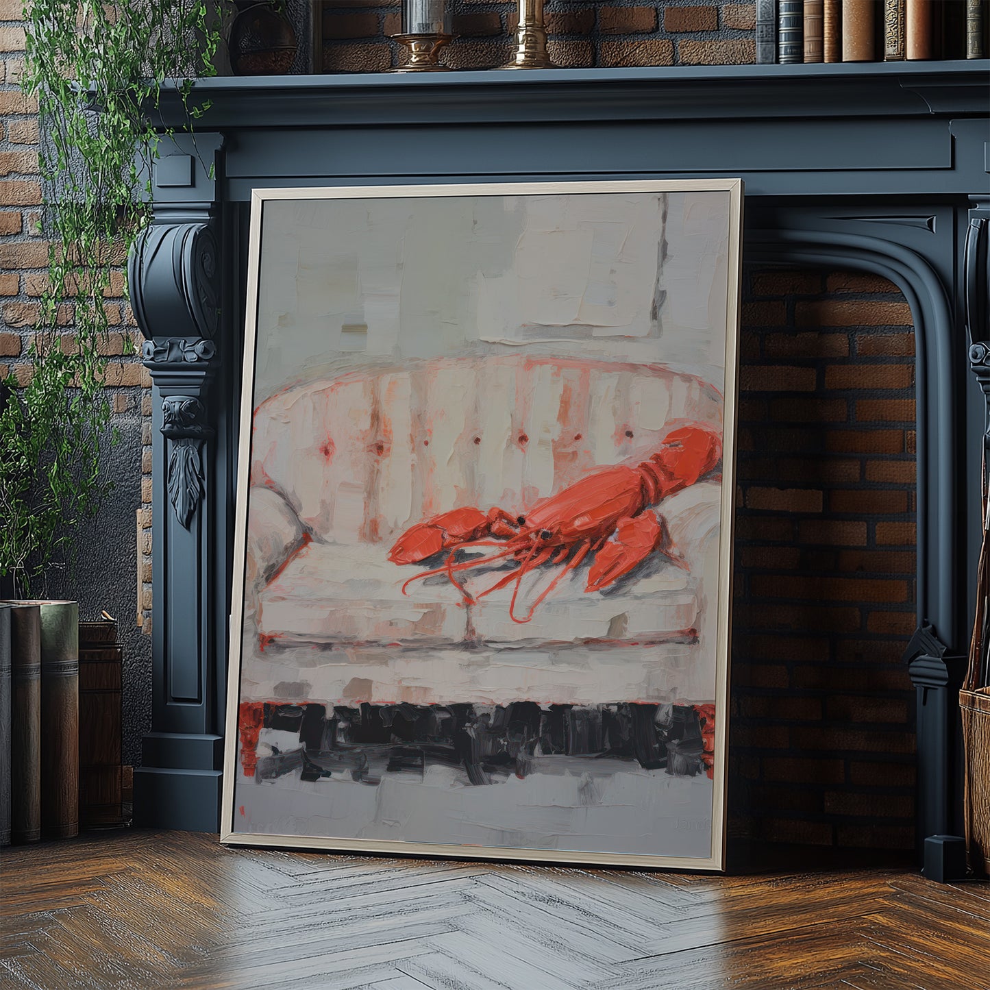 Lobster on the Sofa Matte Vertical Poster Art Print