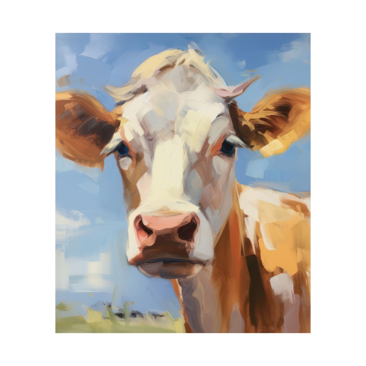 Country Cow Portrait Matte Vertical Poster Art Print