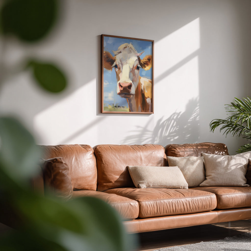 Country Cow Portrait Matte Vertical Poster Art Print