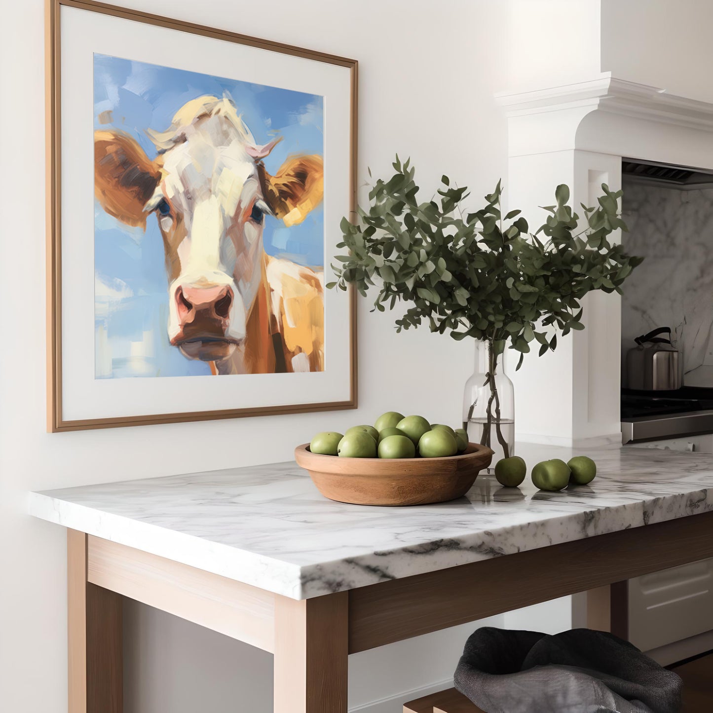 Country Cow Portrait Matte Vertical Poster Art Print