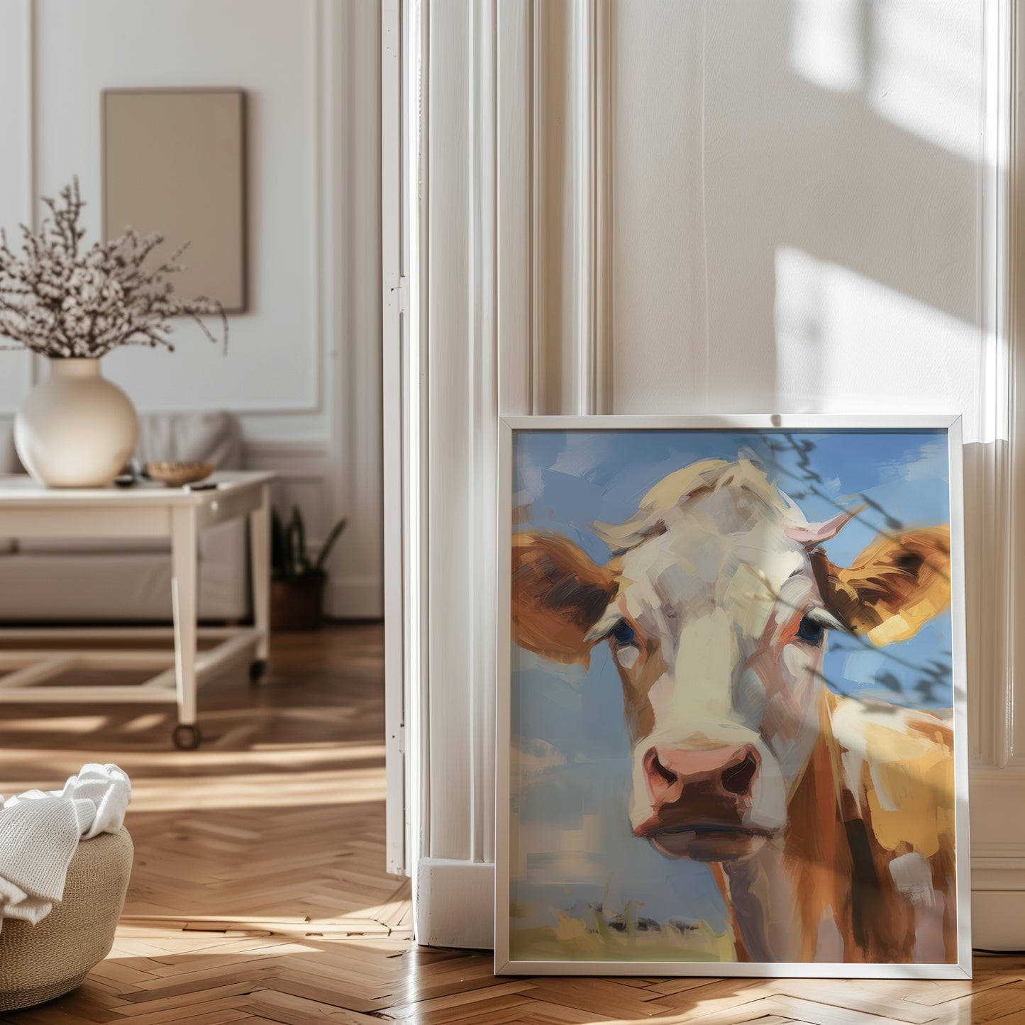 Country Cow Portrait Matte Vertical Poster Art Print