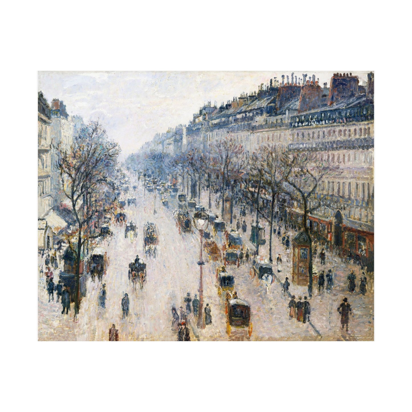 Victorian Era Snowy City Square Streets Matte Horizontal Poster Art Print