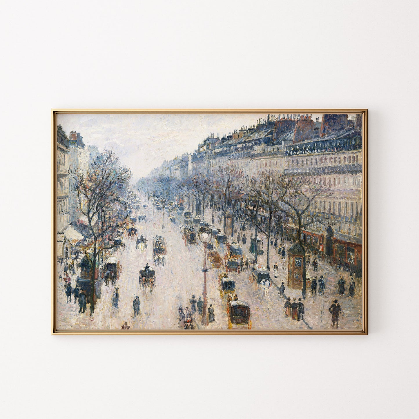Victorian Era Snowy City Square Streets Matte Horizontal Poster Art Print
