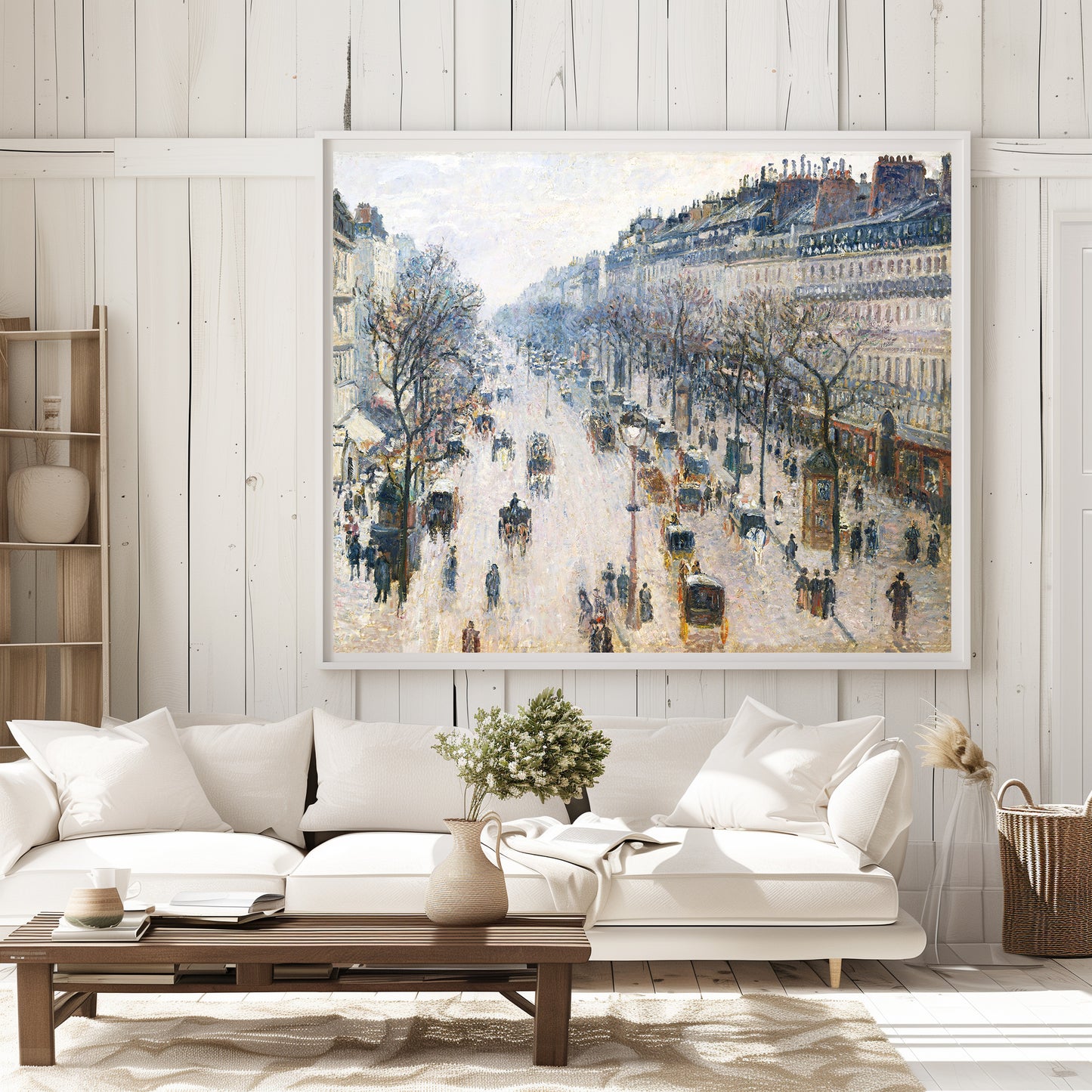 Victorian Era Snowy City Square Streets Matte Horizontal Poster Art Print