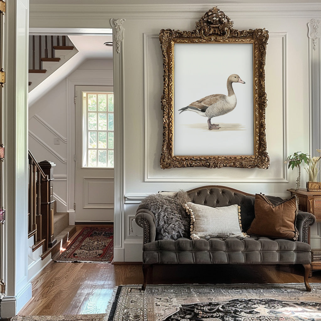 Whimsical Minimalist Duck Portrait Matte Vertical Poster Art Print