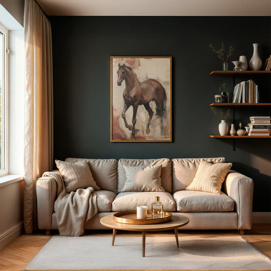 Wild Horse Running Free Painting Style Matte Vertical Poster Art Print