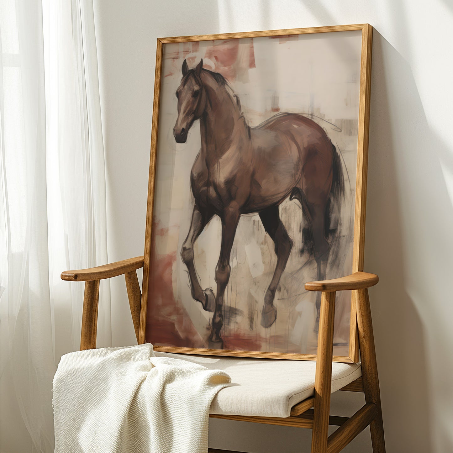 Wild Horse Running Free Painting Style Matte Vertical Poster Art Print