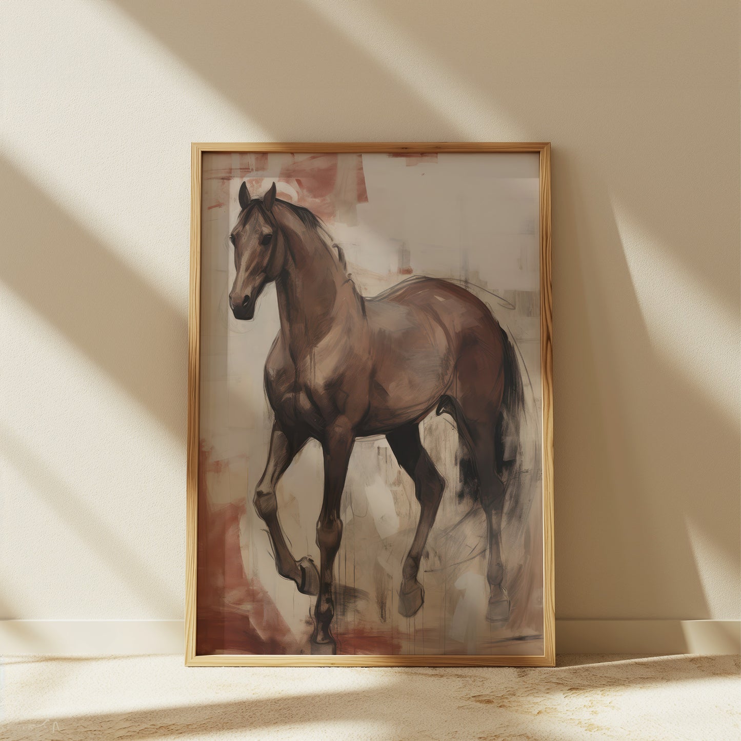Wild Horse Running Free Painting Style Matte Vertical Poster Art Print