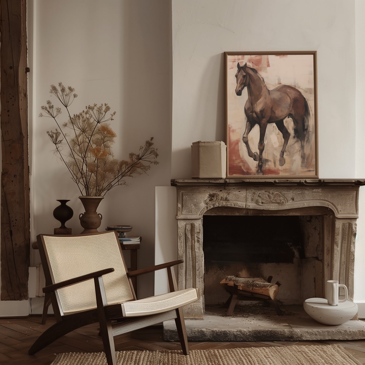Wild Horse Running Free Painting Style Matte Vertical Poster Art Print
