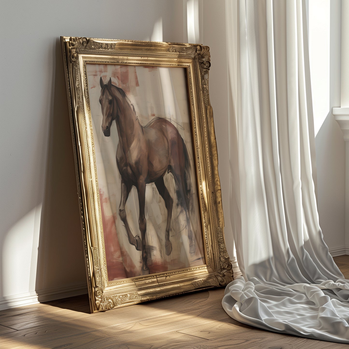 Wild Horse Running Free Painting Style Matte Vertical Poster Art Print