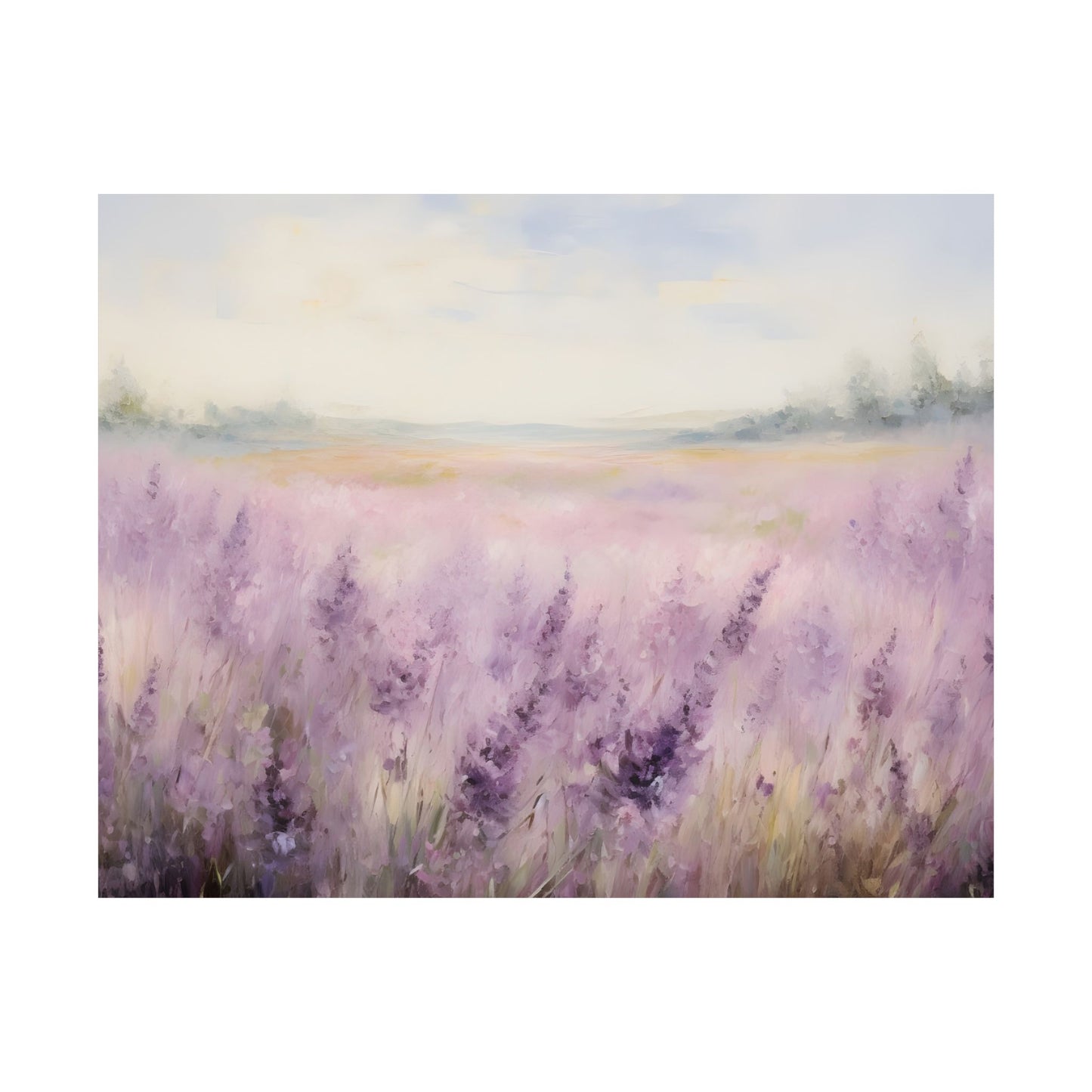 Ethereal Lavender Fields and Bucolic Hills Matte Horizontal Poster Art Print