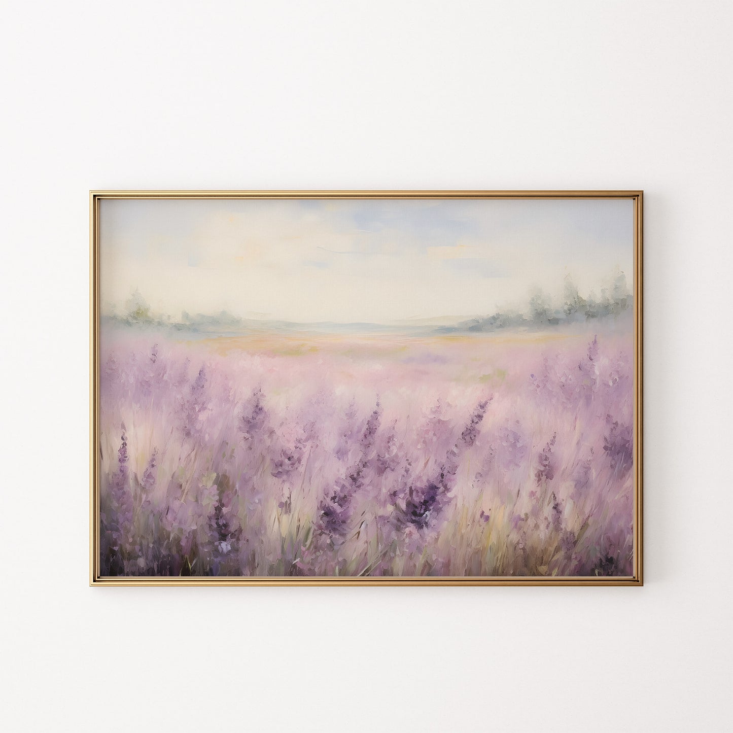 Ethereal Lavender Fields and Bucolic Hills Matte Horizontal Poster Art Print