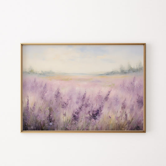 Ethereal Lavender Fields and Bucolic Hills Matte Horizontal Poster Art Print