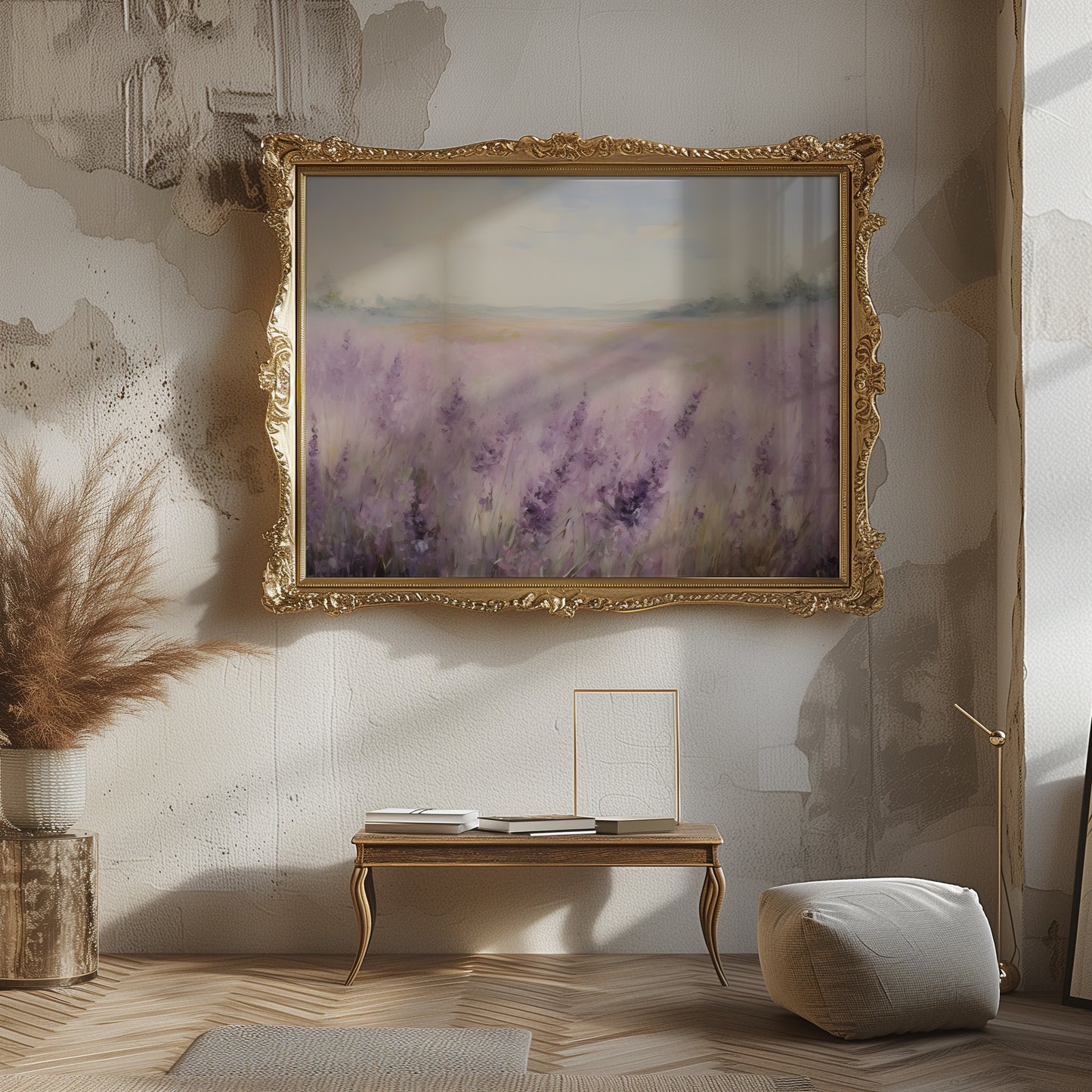 Ethereal Lavender Fields and Bucolic Hills Matte Horizontal Poster Art Print