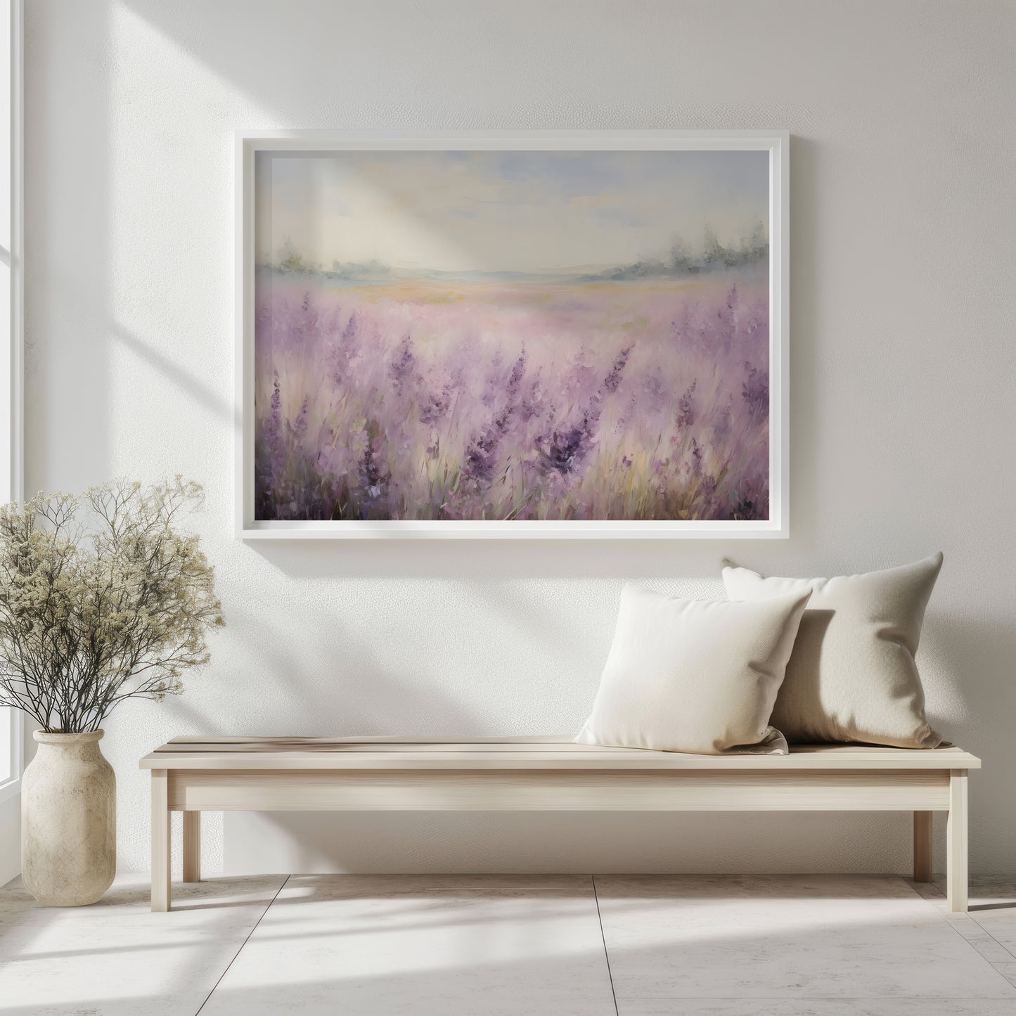 Ethereal Lavender Fields and Bucolic Hills Matte Horizontal Poster Art Print