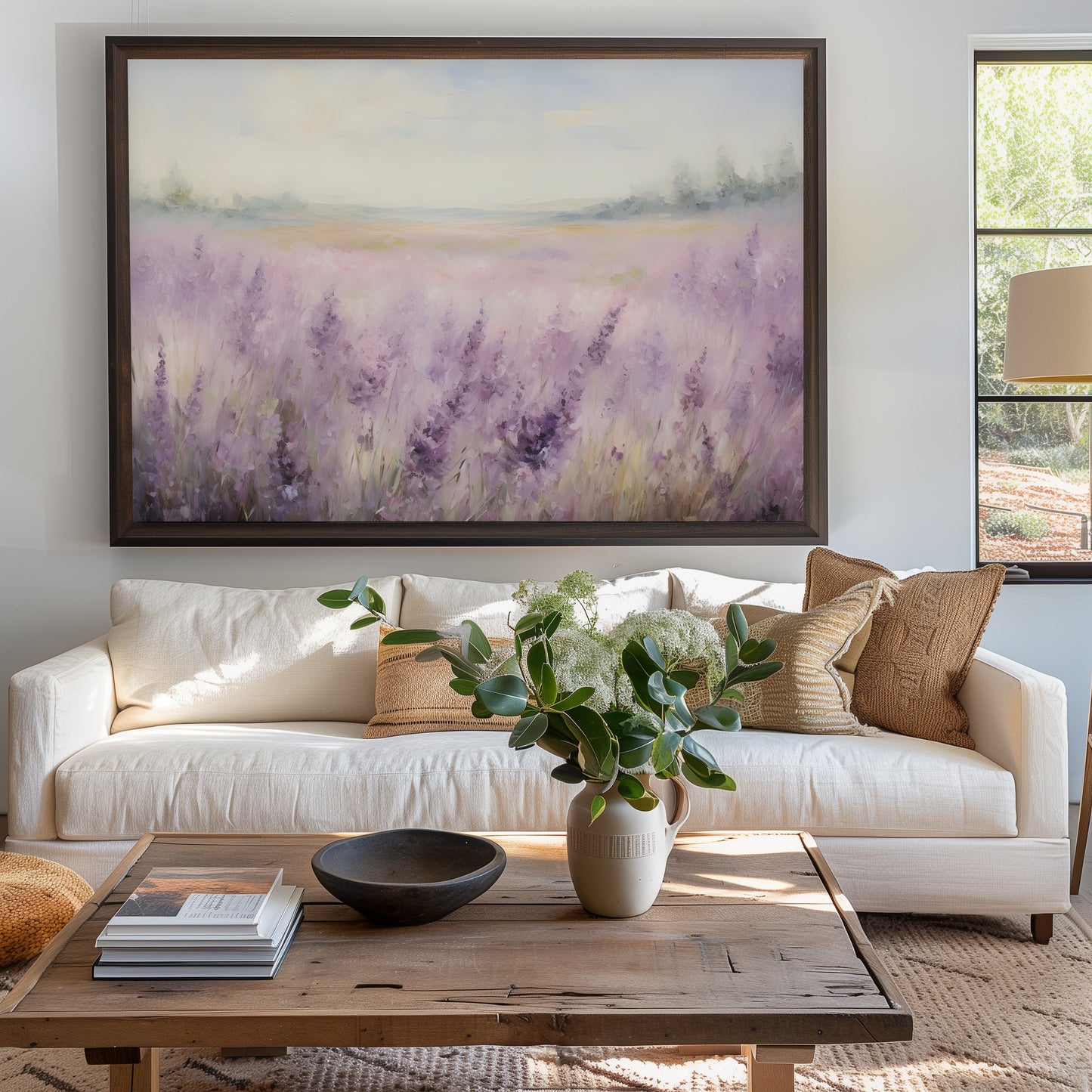Ethereal Lavender Fields and Bucolic Hills Matte Horizontal Poster Art Print