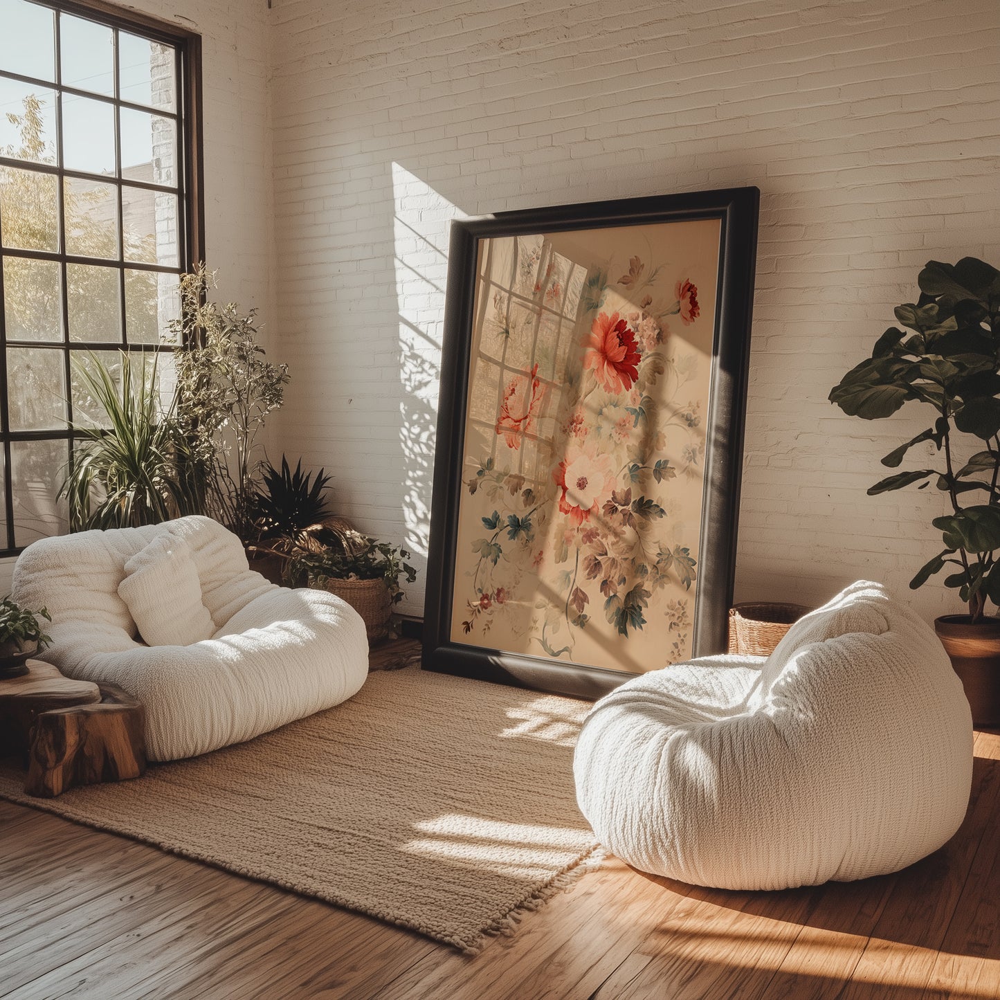 Vintage Peonies and Greenery Matte Vertical Poster Art Print