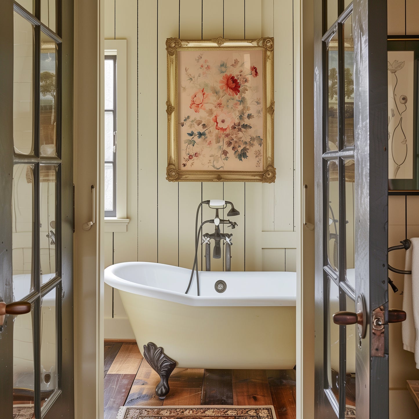 Vintage Peonies and Greenery Matte Vertical Poster Art Print