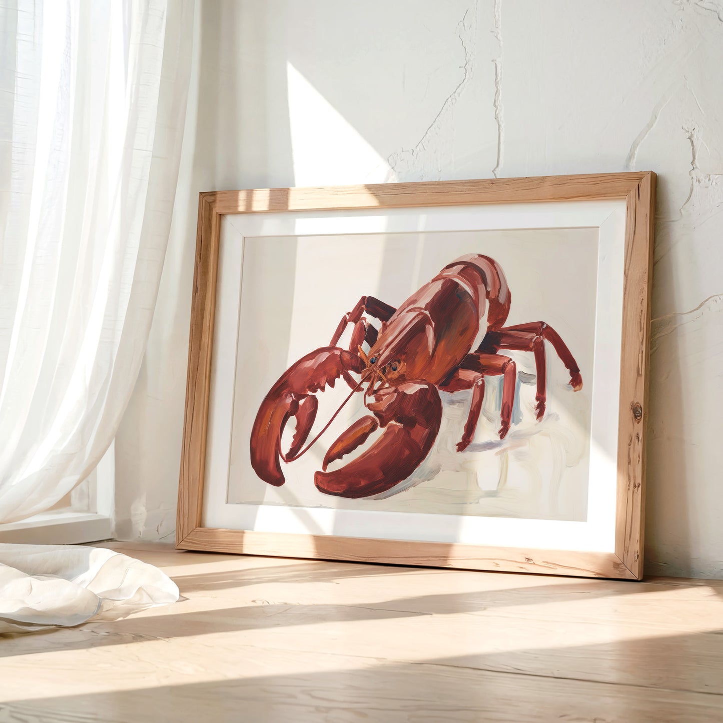 Watercolor Red Lobster Portrait Matte Horizontal Poster Art Print