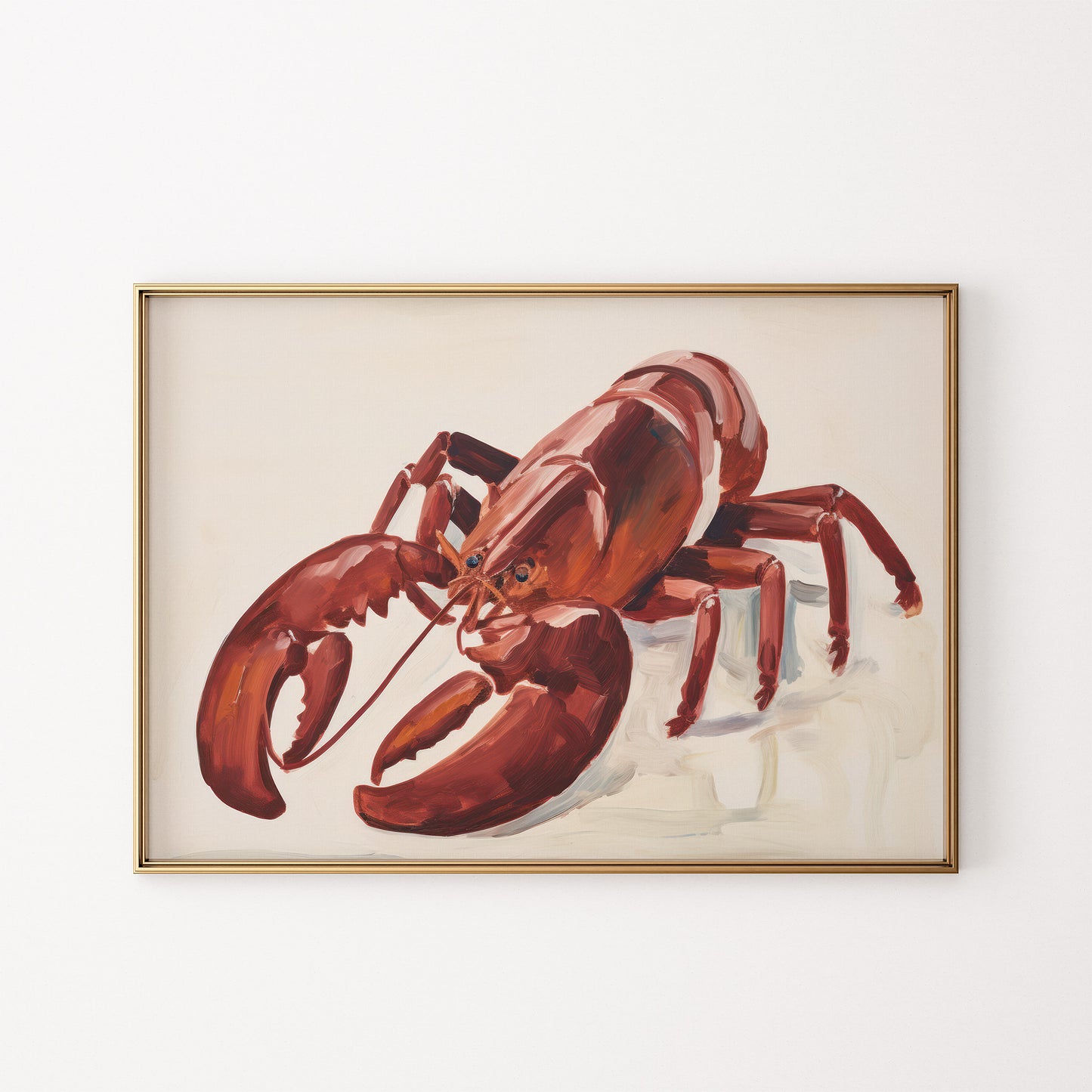 Watercolor Red Lobster Portrait Matte Horizontal Poster Art Print