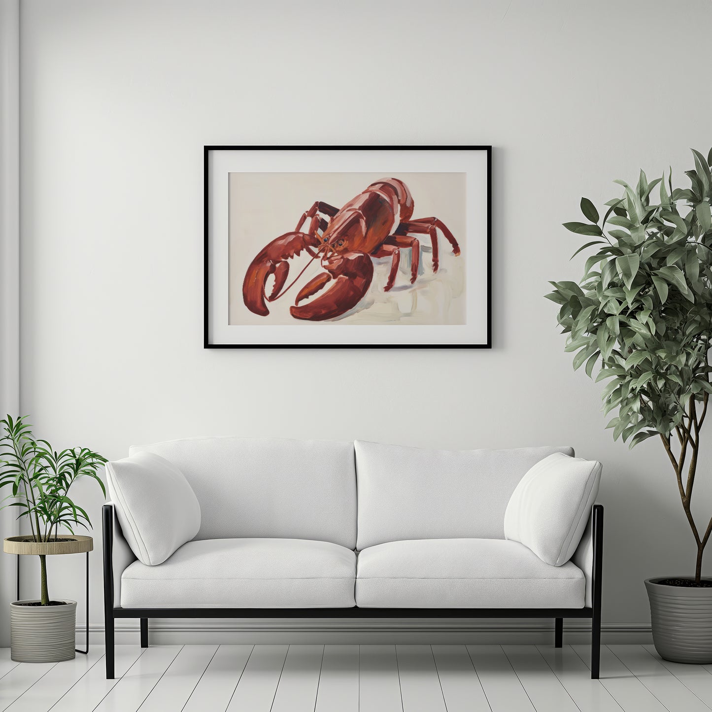 Watercolor Red Lobster Portrait Matte Horizontal Poster Art Print