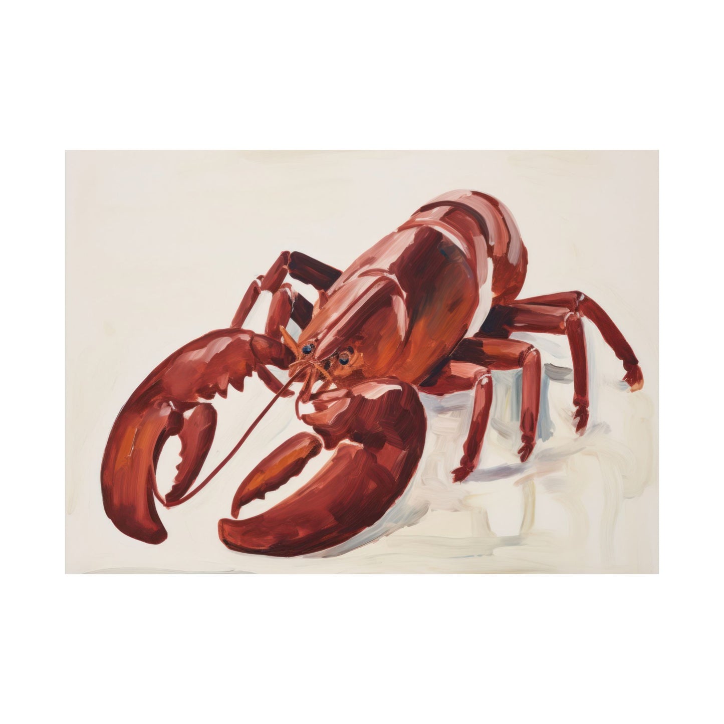 Watercolor Red Lobster Portrait Matte Horizontal Poster Art Print