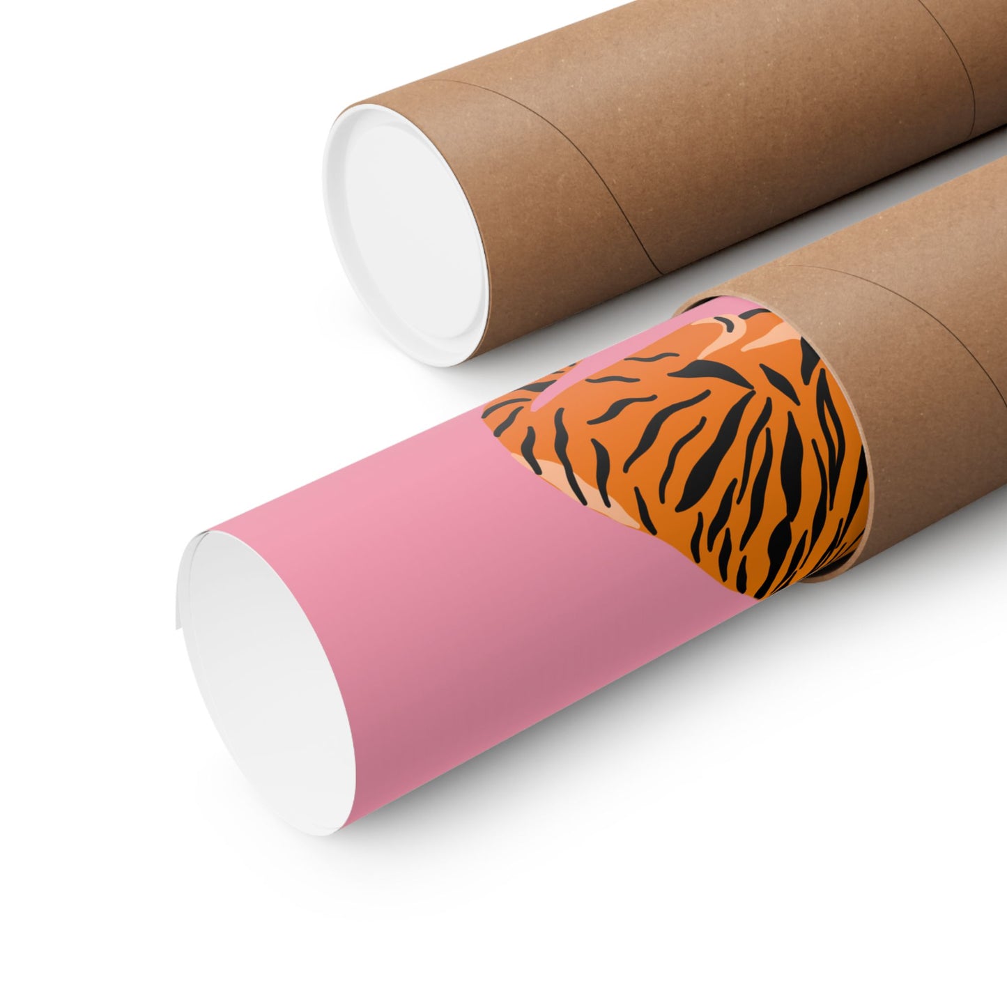 Tiger Profile - Pink Background Matte Vertical Poster Art Print
