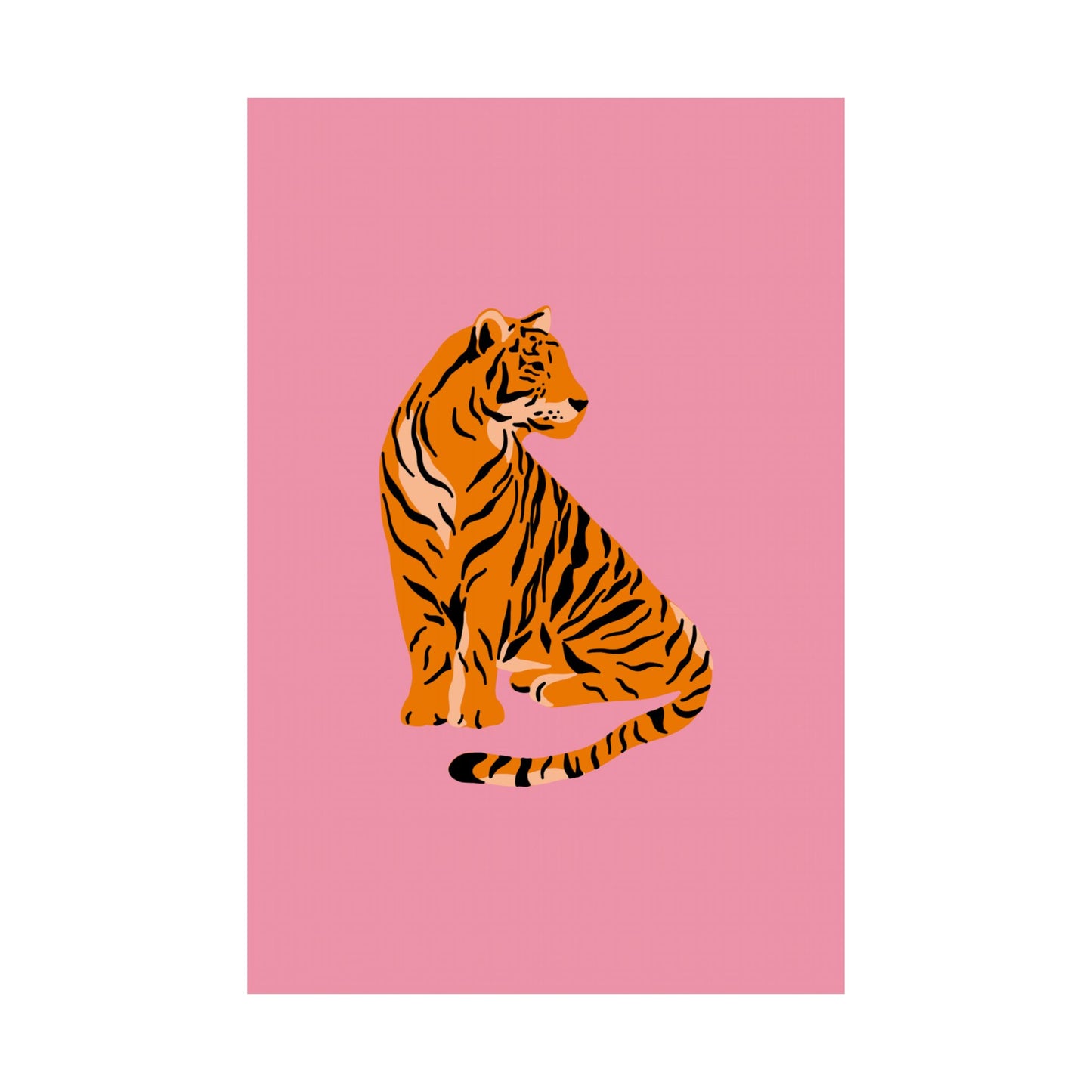 Tiger Profile - Pink Background Matte Vertical Poster Art Print
