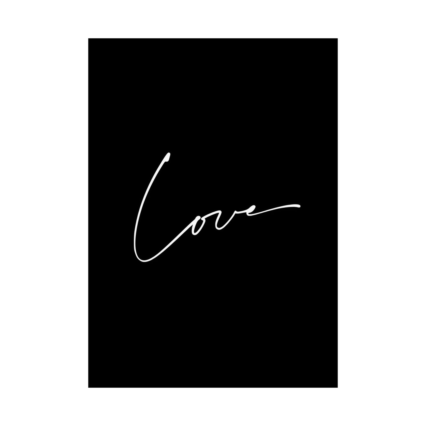 Love in Black and White Minimalist Matte Vertical Poster Art Print