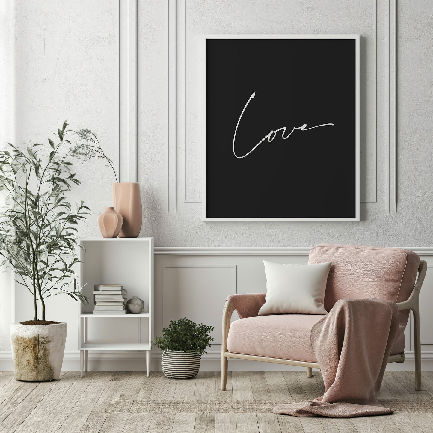 Love in Black and White Minimalist Matte Vertical Poster Art Print