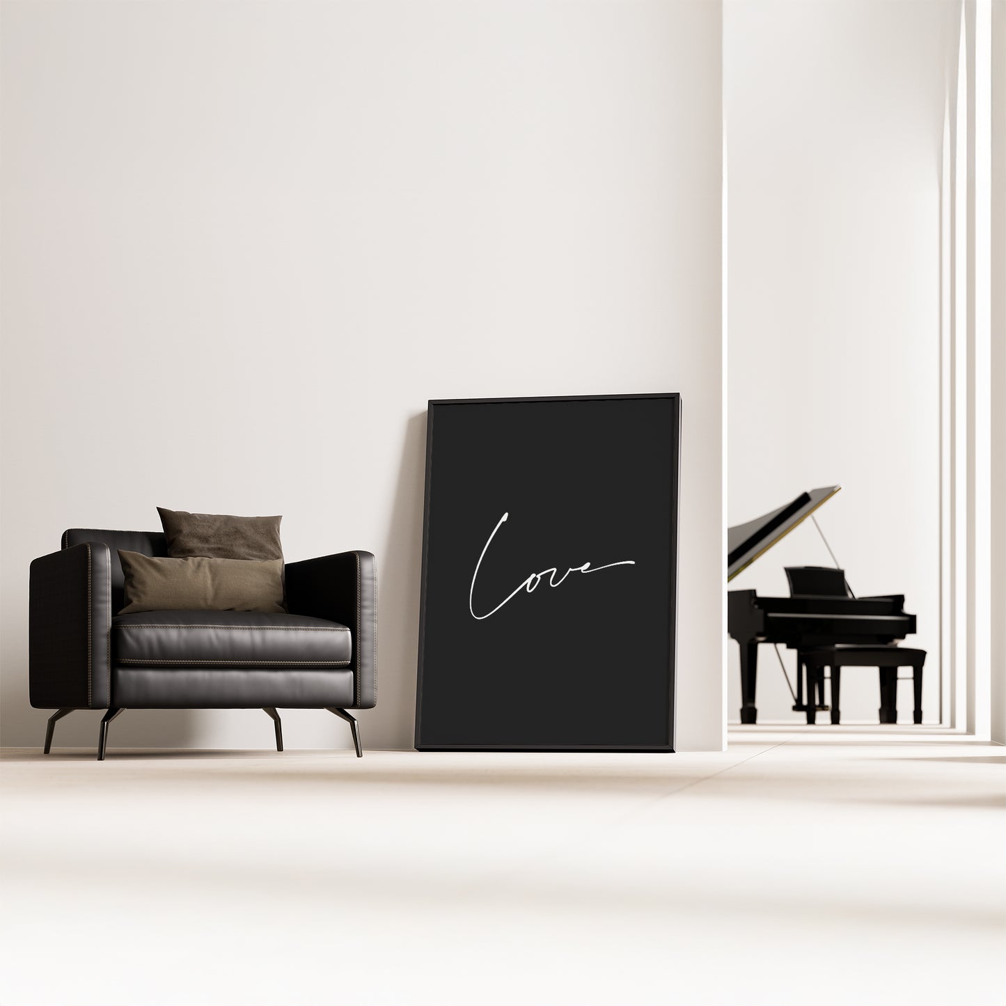 Love in Black and White Minimalist Matte Vertical Poster Art Print