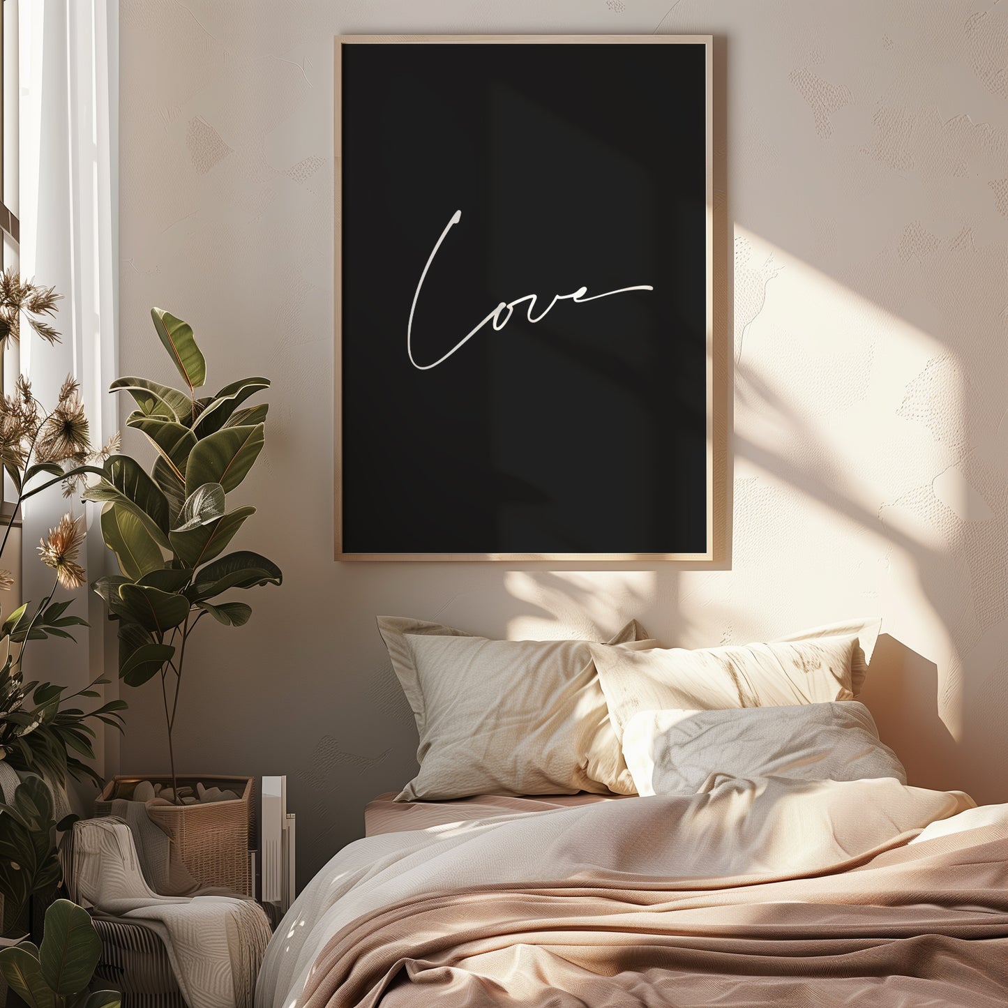 Love in Black and White Minimalist Matte Vertical Poster Art Print