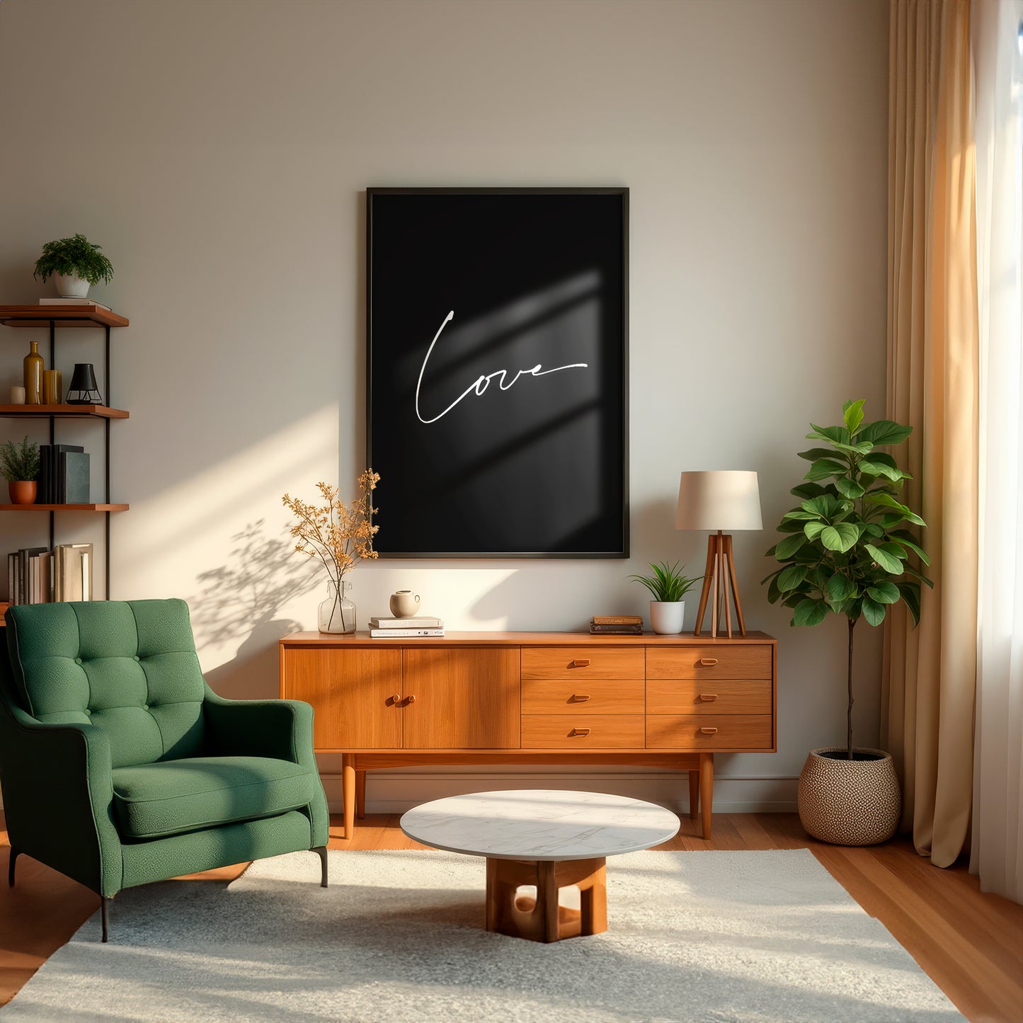 Love in Black and White Minimalist Matte Vertical Poster Art Print